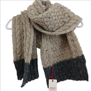 AVOCA Ireland 100% Wool knit Tourist Scarf NWT   Beige/Grey OS